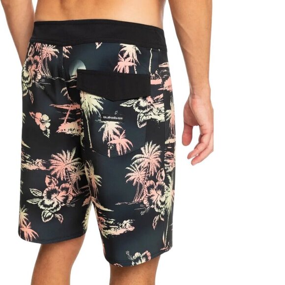 Quicksilver 34 Highline Boardshorts Stretch Black Tropical Men’s Swim Surf - Picture 2 of 11
